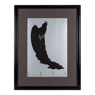 1980s Vintage Erté "Soiree" Offset Lithograph Poster on Silver Foil Paper For Sale