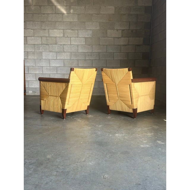 Donghia 1990s John Hutton for Donghia Merbau Lounge Chairs- A Pair For Sale - Image 4 of 12