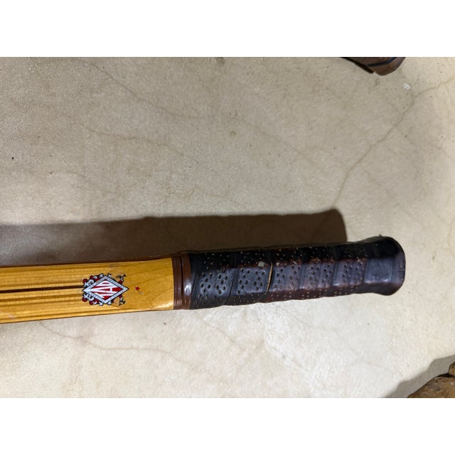 Mid-Century Vintage t.a. Davis "Hi-Point" Wooden Tennis Rackets in Braces - Pair For Sale - Image 10 of 11