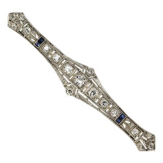 Late 20th Century Platinum Art Deco Brooch For Sale