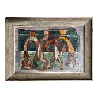 1951 E. Romano "Abstractions" Oil Painting on Artist Board For Sale