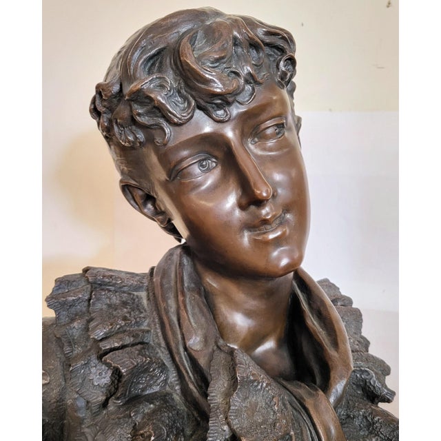 Antique French Lifesize Bronze Bust of a Young Woman by Wagner For Sale - Image 11 of 18