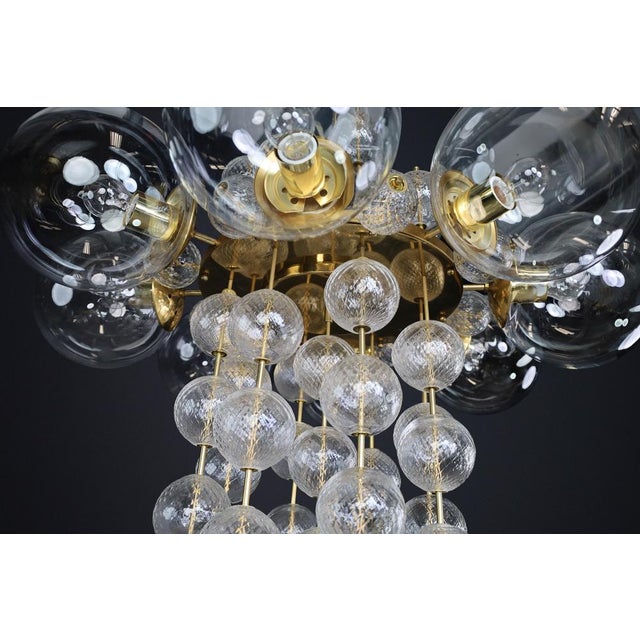 Czech Brass and Glass Chandeliers, 1960s, Set of 6 For Sale - Image 8 of 18