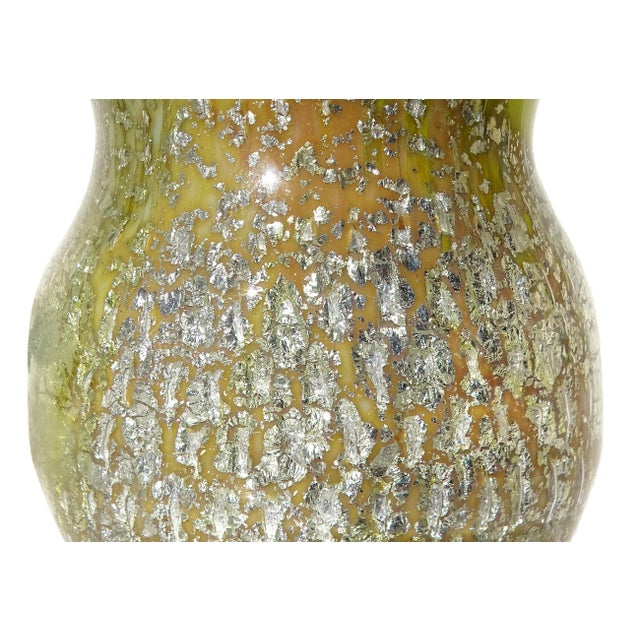 Murano Vintage Owl Yellow Silver Flecks Green Eyes Murrines Italian Art Glass Paperweight Figurine Sculpture For Sale In Orlando - Image 6 of 9