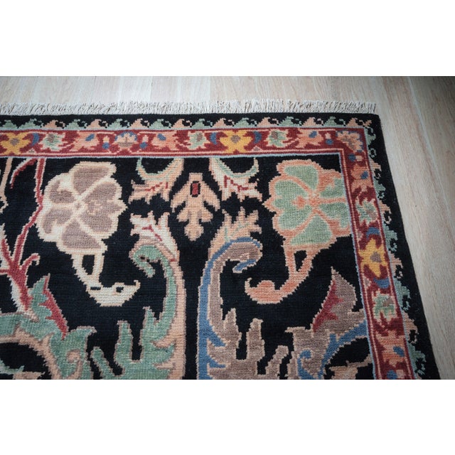 8x10 Sophisticated Timeless Black Floral Traditional Hand Knotted Wool Carpet Rug For Sale In New York - Image 6 of 6
