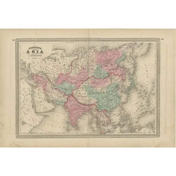 Late 19th Century Antique Map of Asia by Johnson, 1872 For Sale - Image 5 of 5