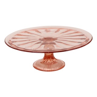 Art Deco Pink Cake Platter, 1930s For Sale