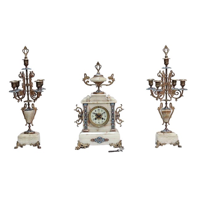 Onyx Fireplace Set, 20th Century, Set of 3 For Sale