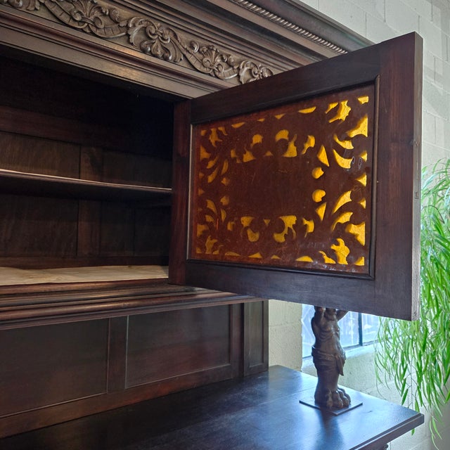 Late 19th Century Large Oak Heavily Carved Renaissance Revival Cabinet on Lion Feet For Sale - Image 10 of 18