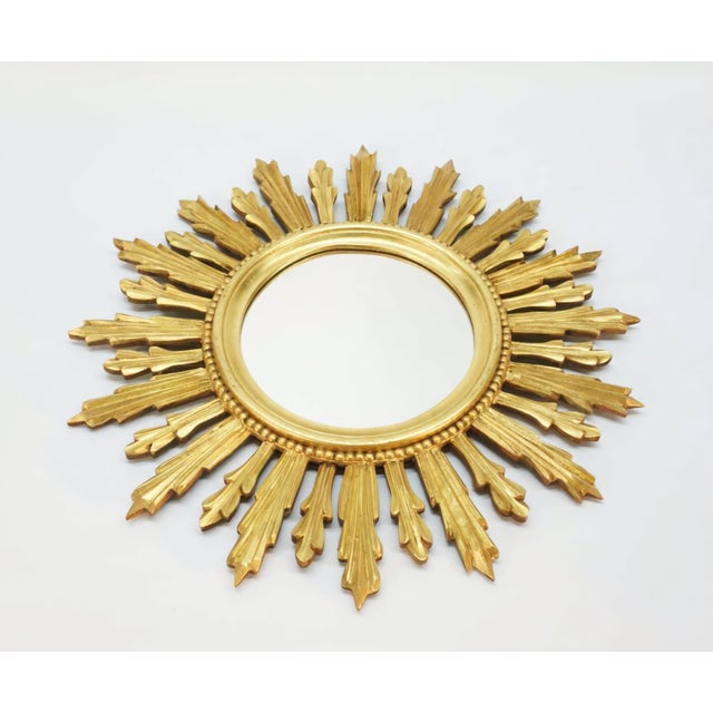 Giltwood Sunburst Wall Mirror, Hollywood Regency Style, c.1970s. For Sale - Image 6 of 9