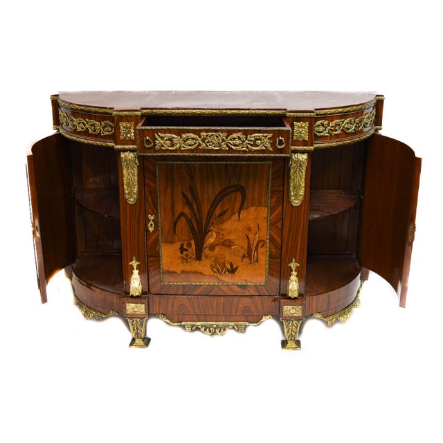 Napolean III Style Marquetry Inlay Credenza For Sale In Greensboro - Image 6 of 12