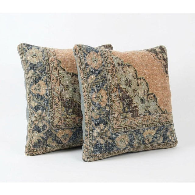 Mid-Century Modern Turkish Oushak Rug Pillow Cover 24'' X 24'' - Set of Two For Sale - Image 3 of 4