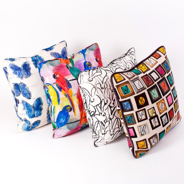 Hunt's beloved birds cover both the front and the back of our new cotton pillow cover. Gorgeous and dramatic! Finished...