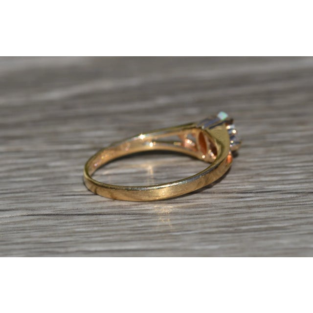 The Elliana: Ladies Signed Vintage Australian Opal and Diamond Ring in 14K Gold For Sale In Philadelphia - Image 6 of 10