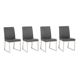 Milo Baughman Style Chrome Dining Chairs, 4 For Sale