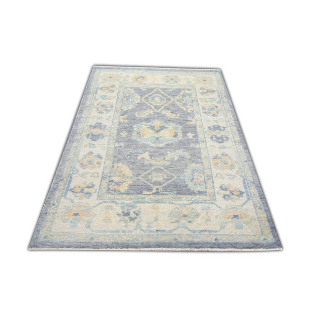 Early 21st Century Oriental Hand Knotted Rug Turkish Oushak 3'10" x 6' For Sale - Image 5 of 5