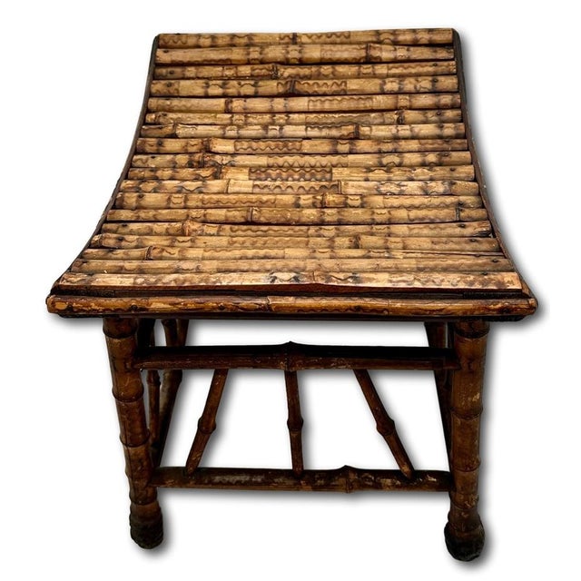 Excellent Hand Made Antique Oriental Revival Aesthetic Victorian Genuine Bamboo Footstool - Ottoman Circa 1880s For Sale - Image 12 of 18