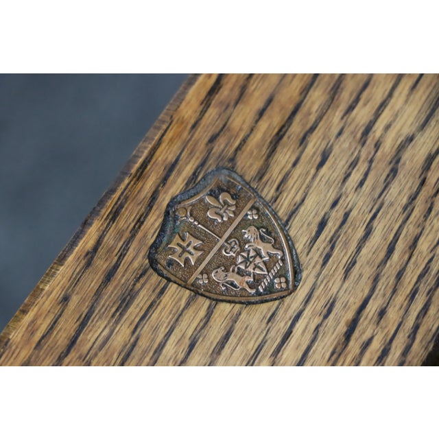 Mid Century Oak Tile & Brass Nest of Tables - Set of 3 For Sale In Philadelphia - Image 6 of 9