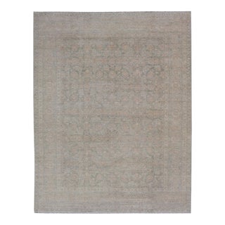 Modern Tabriz Design Rug by Keivan Woven Arts in Soft Green Tones 8'10 X 11'10 For Sale