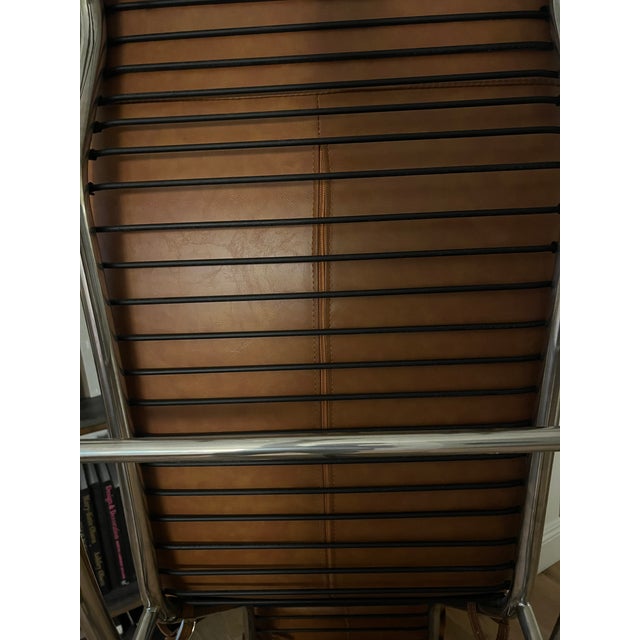 Vintage Design Within Reach Lc4 Chaise Lounge in Brown Saddle Leather in the Manner of Perriand and Le Corbusier For Sale - Image 10 of 14