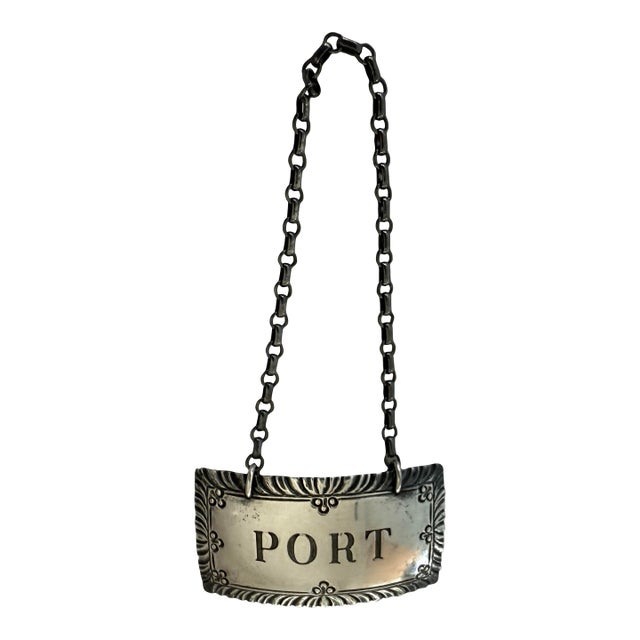 Mid 20th Century Sterling Silver "Port" Decanter Label/Tag by Stieff Company for Colonial Williamsburg For Sale