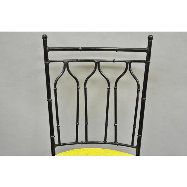 Salterini Vintage Salterini Hollywood Regency Wrought Iron Faux Bamboo Dining Chair, Set 8 For Sale - Image 4 of 18