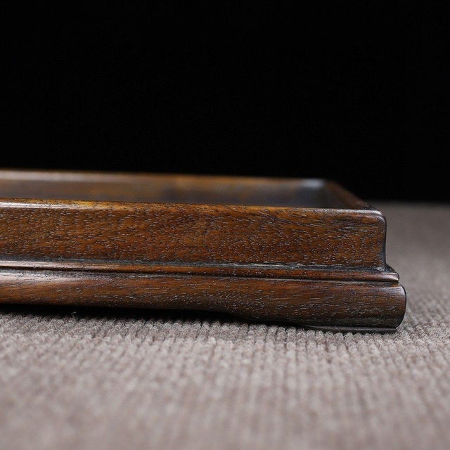 1990s 1990s Hand-Carved Huanghuali Rectangular Tea Tray With Raised Rim For Sale - Image 5 of 8