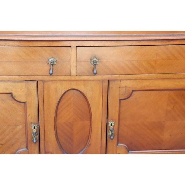 1940s 1940s Antique Honey-Brown Wood Buffet With Oval Mirror and Cabriole Legs For Sale - Image 5 of 10