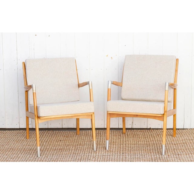 Mid-Century Modern Pair of Mid-Century Style Club Chairs For Sale - Image 3 of 12