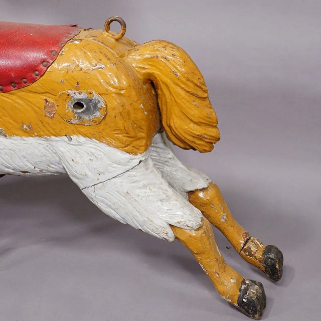 Brown Antique Children Carousel Lama Sculpture, Germany Late 19th Century For Sale - Image 8 of 9