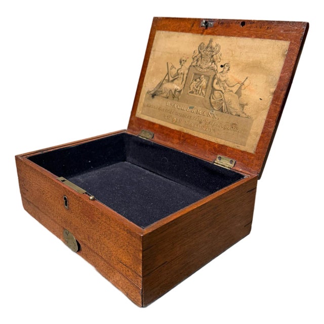 19th-Century English Artist's Watercolour Mahogany Box R. Ackermann For Sale