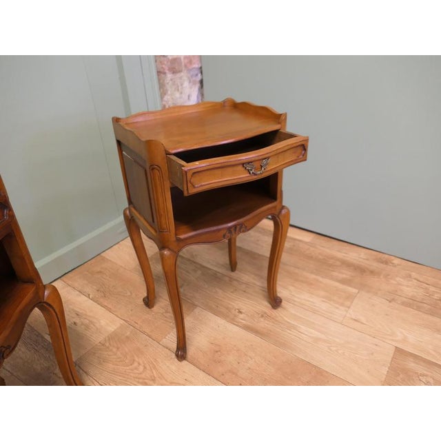 Brown French Cherrywood Bedside Lockers, 1960, Set of 2 For Sale - Image 8 of 11