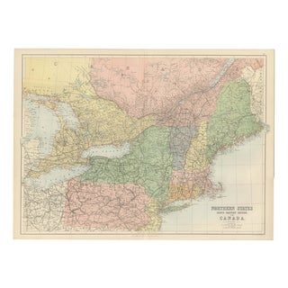 Antique Map of Northern by Bartholomew, 1882 For Sale