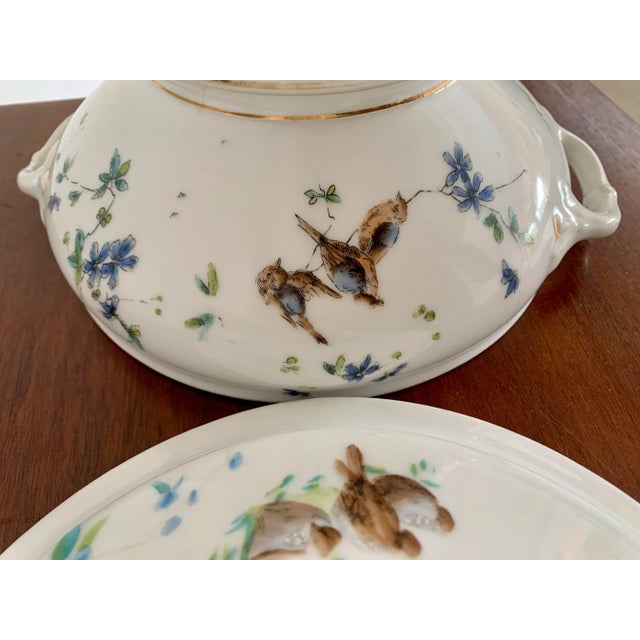 Antique Hand Painted Porcelain Soup Tureen With Lid For Sale - Image 9 of 10