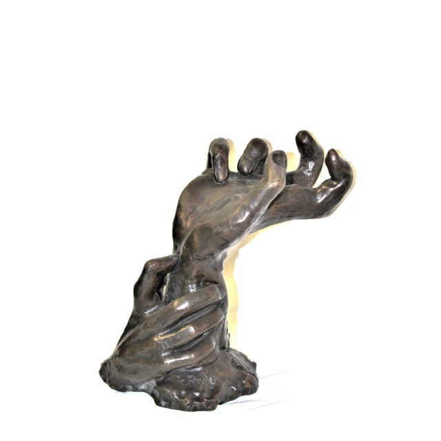 1990s Art Nouveau Sculpture of Hands Bronze Casting after Rodin Impressionism style For Sale In Los Angeles - Image 6 of 18