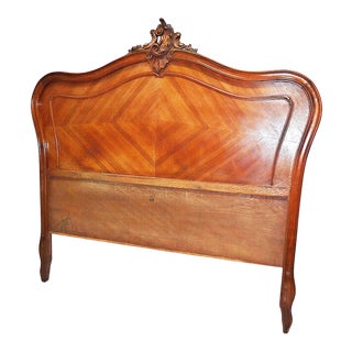 Antique French Louis XV Walnut Full-Queen Headboard For Sale