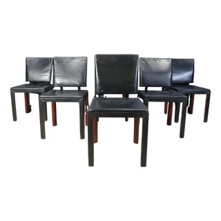 Vintage Leather Dining Chairs from Durlet, 1980s, Set of 6 For Sale
