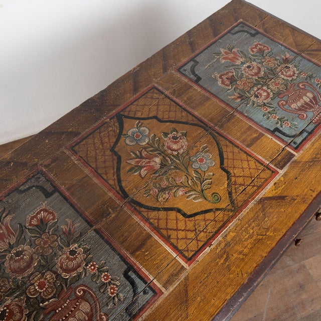 Brown 19th Century Original Hand Painted Large Chest of Three Drawers For Sale - Image 8 of 18
