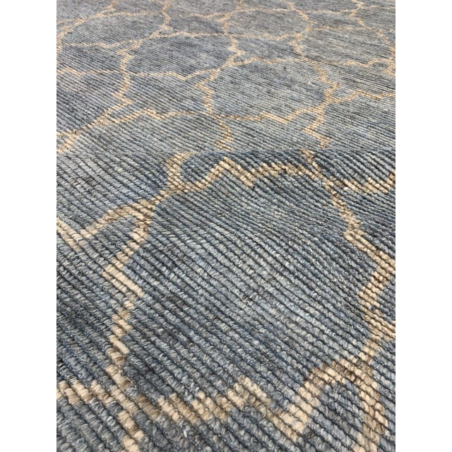 9x12 Versatile Agra Blue Allover Trellis Geometric Modern Hand Knotted Wool Rug For Sale - Image 4 of 6