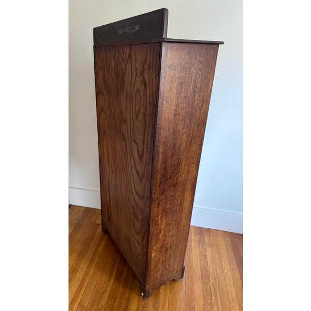 Antique Arts & Crafts Tiger Oak Single Door Bookcase / China Cabinet For Sale - Image 9 of 9