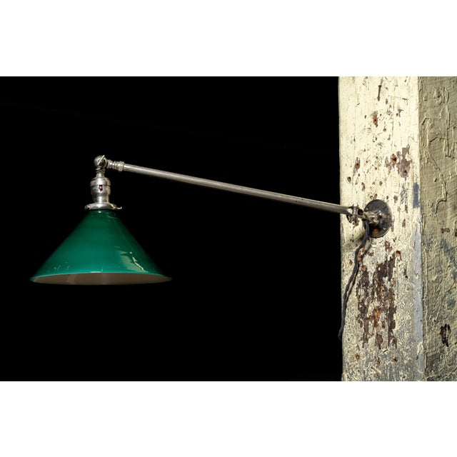 1920s Tafco Articulated Wall Lamp With Emeralite Shade For Sale - Image 9 of 10