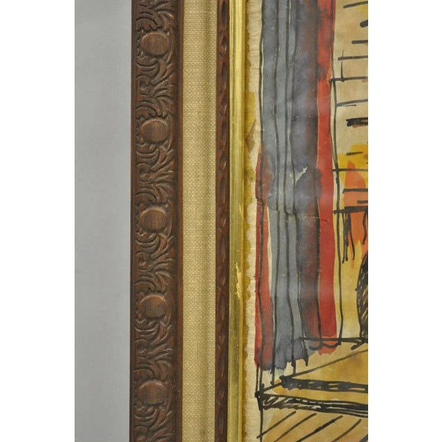 Vintage "Carmen Act I" New York City Opera Watercolor Framed Painting, Signed For Sale - Image 9 of 12