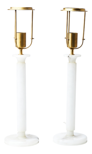Alabaster Table Lamps in the style of Jean Michel Frank, France, 1960s, Set of 2