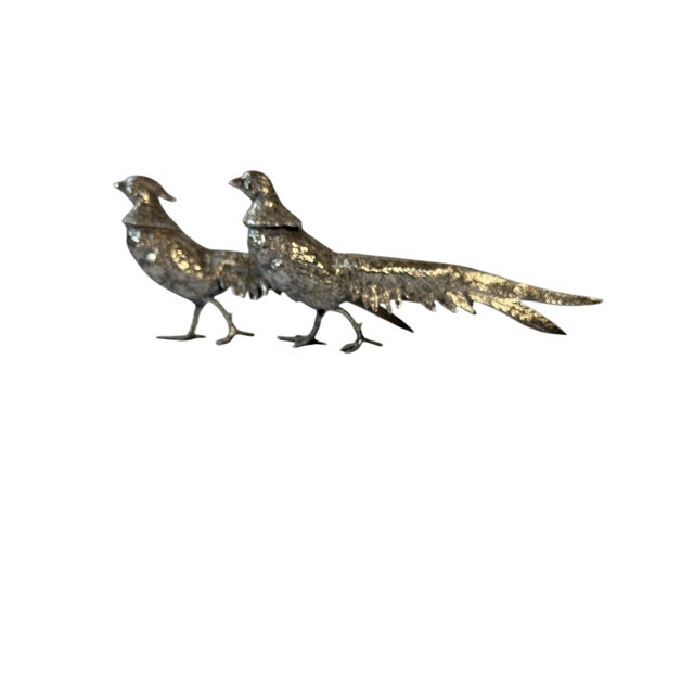 Metal 20th Century Italian Silver Plate Game Bird Figurals - A Pair For Sale - Image 7 of 13