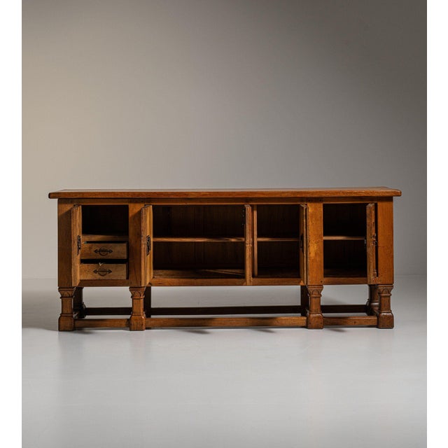 1970-1979 France Rich Walnut Brown Carved Walnut Gothic-Arch Buffet For Sale In Greensboro - Image 6 of 11
