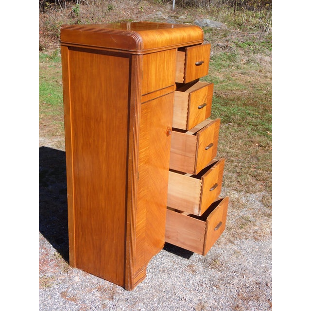 Antique Art Deco Waterfall Chifferobe Armoire Walnut Wardrobe Dresser Closet Chairish