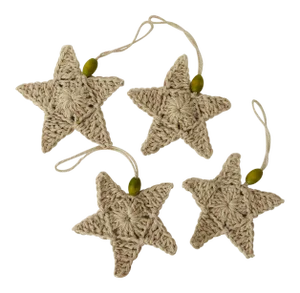 Handmade Crochet Cotton Starfish Ornaments S/4