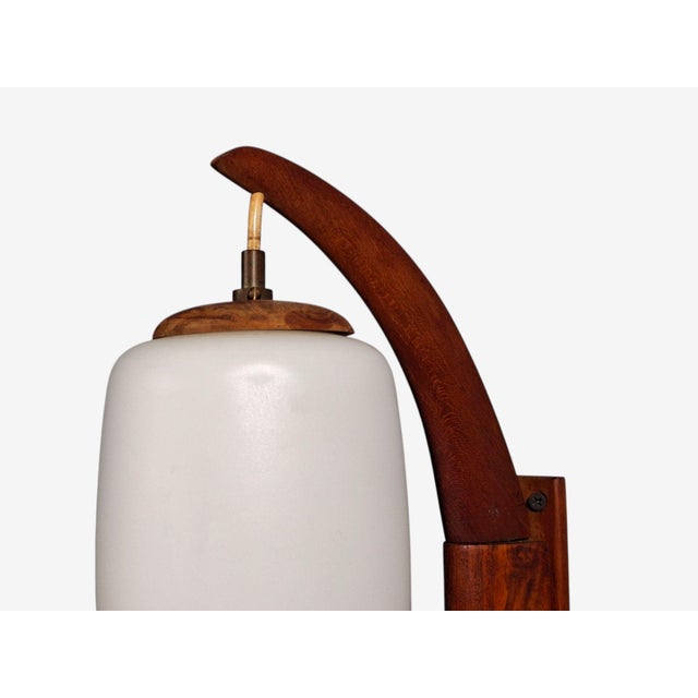 Wood 1960s Danish Modern, Wall Sconce, Teak, Opal Glass For Sale - Image 7 of 10