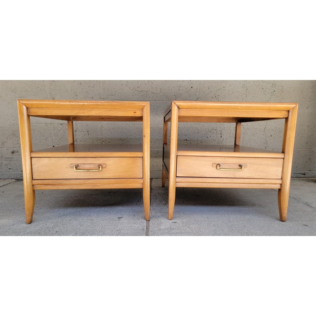 Drexel End Tables With Travertine / Marble Top a Pair For Sale - Image 14 of 14