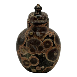 Vintage Jasper Snuff Bottle With Sea Fossils
